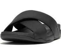 Fitflop Herren Surfer Mens Tumbled-Leather Cross Slides Schiebe-Sandalen, Schwarz, 39.5 EU Weit