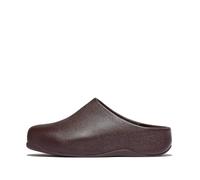 Fitflop Shuv Damen-Clogs, getrommeltes Leder, Schokoladenbraun, 41 EU