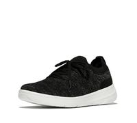 Fitflop SuperQ Knit Slip-On-Sneaker mit Schnürung, für Damen, Schwarz/Silberfarben, Größe 42, Black Silvereen, 43 EU