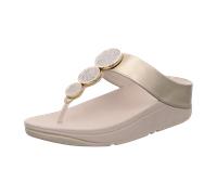 Dianette FITFLOP "HALO BEAD-CIRCLE METALLIC TOE-POST SANDALS", Damen, Gr. 40, platinfarben, Lederimitat, Glitzer, metallic, Schuhe Dianette, Pool Slides, Pantolette mit dämpfender Zwischensohlentechno