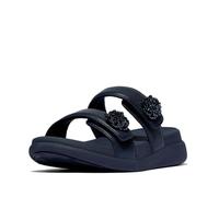 Fitflop Women's F-mode Go Beadie-button Adj. Flatform 2-bar SlidesSandal, navy, 42 EU