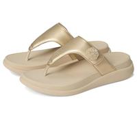 Fitflop Women's F-mode Go Beadie-button Adj. Flatform T/P SandalsSandal, Platin, 42 EU