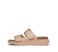 FitFlop Gen-FF Buckle Two-Bar Leather Slides Damen Sandalen hellbeige - 38