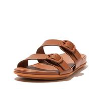 Fitflop Women's Gracie Rubber-buckle Two-bar Leather Slides Sandal, hellbraun, 40 EU
