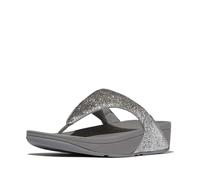 Fitflop Women's Lulu Crinkled-Shimmer Toe-Post Sandals, Silvereen, 43 EU