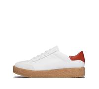 Fitflop Women's Rally T-Toe Leather Crepe Sneakers, Urban White/Terracotta, 39 EU, Urban White Terracotta, 39 EU