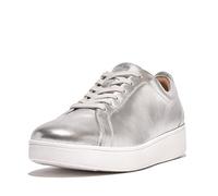 Fitflop Women's Rally Trainers - Soft Leather Tennis Sneakers - Comfortable, Lightweight with Natural Arch Support - Silver - 4.5 UK