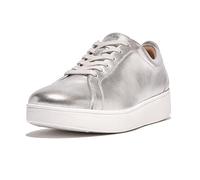 Fitflop Women's Rally Trainers - Soft Leather Tennis Sneakers - Comfortable, Lightweight with Natural Arch Support - Silver - 9 UK