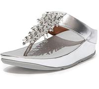 FitFlop Women's Rumba Beaded Toe-Post Sandals, Silver, 9