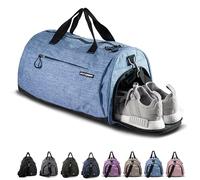 Fitgriff® Sporttasche & Reisetasche für Damen und Herren - mit Schuhfach & Nassfach - Tasche für Sport, Fitness & Reisen - Trainingstasche, Gym Bag (Light Blue, 48 x 26 x 25 cm (Small))