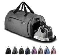 Fitgriff® Sporttasche & Reisetasche für Damen und Herren - mit Schuhfach & Nassfach - Tasche für Sport, Fitness & Reisen - Trainingstasche, Gym Bag (Grau, 48 x 26 x 25 cm (Small))