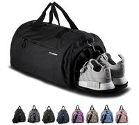 Fitgriff® Sporttasche & Reisetasche für Damen und Herren - mit Schuhfach & Nassfach - Tasche für Sport, Fitness & Reisen - Trainingstasche, Gym Bag (Black, 48 x 26 x 25 cm (Small))