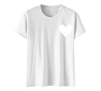 Fitness-T-Shirts für Damen, kurzärmeliges T-Shirt, Herz-T-Shirt, Valentinstag-Top, Sommer-Top, Rundhalsausschnitt, Shirt, Baggy, Fitnessstudio, lässige Tunika, Tops, elegante Tunika, Bluse, lockere