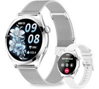 Fitonme Smartwatch Damen, 1.27" Smart Watch Rund mit Telefonfunktion, Fitnessuhr mit Pulsuhr Schlafmonitor SpO2, 120+ Sportmodi Schrittzähler, IP68 Wasserdicht Fitness Tracker für iOS Android, Silber