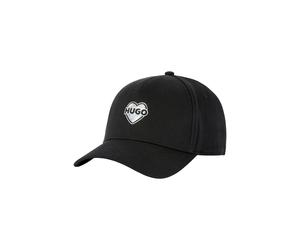 Fitted Cap HUGO "Cara_VALENTINE", schwarz (schwarz 001), Web, Baumwolle, unifarben, Caps, mit Metalllogo in Herzform, verstellbarer Verschluss, unisex (58355804-0) schwarz 001