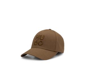 Fitted Cap HUGO "Jude-Stacked", 217 medium braun, Web, Baumwolle, unifarben, Caps, mit 3D Logostickerei, verstellbarer Verschluss, unisex (51540738-0) 217 medium braun