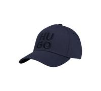 Fitted Cap HUGO "Jude-Stacked", Damen, blau (dunkelblau 405), Web, Baumwolle, unifarben, Caps Fitted Cap, mit 3D Logostickerei, verstellbarer Verschluss, unisex (87585134-0)