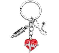 Fituenly Krankenschwester Schlüsselbund Doktor Injektion Stethoskop Anhänger Stethoskop Spritze Schlüsselbund Medizinische Krankenschwester Schlüsselrittsgeschenke Krankenschwester Geschenke