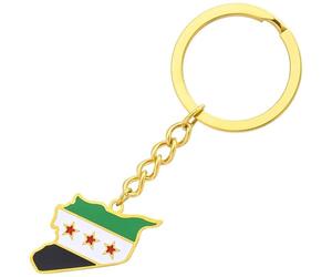 Fituenly Syrien-Karte, Flagge, Schlüsselanhänger, Edelstahl, Schlüsselanhänger, Täglicher Schlüsselanhänger, Zuhause, Autoschlüssel, Für Männer Und Frauen