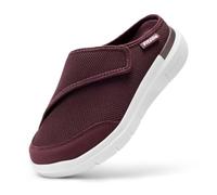 FitVille Extra Breit Hausschuhe Damen mit Klettverschluss Halbschuhe Slipper Burgunderrot 42 EU X-Weit