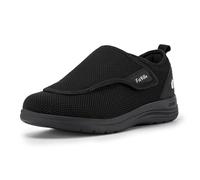 FitVille Extra Breit Schuhe Damen mit Klettverschluss Gesundheitsschuhe Seniorenschuhe Bequeme Pflegeschuhe Hausschuhe Freizeitschuhe für Breite Füße Jetschwarz EU 36 Weit