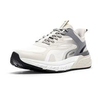 FitVille Extra Breite Laufschuhe Herren Slip on Sneaker Walkingschuhe Atmungsaktive Sportschuhe Dämpfende Joggingschuhe Bequeme Fitnessschuhe Turnschuhe Running Shoes Men Weiß Grau EU 43 X-Weit