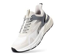 FitVille Extra Breite Laufschuhe Herren Sneaker Walkingschuhe Atmungsaktive Sportschuhe Dämpfende Joggingschuhe Bequeme Fitnessschuhe Turnschuhe Running Shoes Men Weiß Grau EU 45 X-Weit
