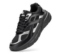 FitVille Extra Breite Sportschuhe Herren Atmungsaktive Walkingschuhe Dämpfende Laufschuhe Bequeme Joggingschuhe Turnschuhe Sneaker Outdoor Fitness Schwarz mit Silber EU 44 Weit