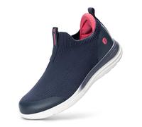 FitVille Extra Breite Walkingschuhe Slip on Sneaker Damen Atmungsaktive Turnschuhe Leichte Sportschuhe Freihändige Schlupfschuhe Bequeme Damenschuhe Fitness Jogging Outdoor Gym Blau EU 38.5 Weit