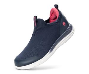FitVille Extra Breite Walkingschuhe Slip on Sneaker Damen Atmungsaktive Turnschuhe Leichte Sportschuhe Freihändige Schlupfschuhe Bequeme Damenschuhe Fitness Jogging Outdoor Gym Blau EU 40 Weit