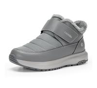 FitVille Extra Breite Winterstiefel Herren Wasserdicht Winterschuhe mit Klettverschluss Warme Gefüttert Schneestiefel Rutschfeste Kurzschaft Stiefel Bequeme Winter Outdoor Boots Grau 44.5 EU X-Weit