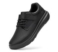 FitVille Extra Weit Herren Gesundheitsschuhe mit aus Microfaser-Leder Business Freizeitschuhe Verstellbaren Sneaker Bequeme Dämpfung Walkingschuhe für Breite Füße Tiefschwarz 43 EU Weit