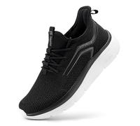 FitVille Extra Weit Laufschuhe Herren Gedämpft Joggingschuhe Helle Sohle Straßenlaufschuhe Atmungsaktiv Sportschuhe Fitnessstudio rutschfest Turnschuhe Schwarz Weiß 50 EU X-Weit