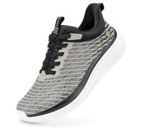 FitVille Extra Weit Sneaker Herren Slip On Walkingschuhe Bequeme Dämpfung Sportschuhe Für Breite Füße Atmungsaktiv Joggingschuhe mit Dicke rutschfest Sohle Cadetgrau/Schwarz 42 EU X-Weit