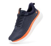 FitVille Extra Weit Sneaker Herren Slip On Walkingschuhe Bequeme Dämpfung Sportschuhe Für Breite Füße Atmungsaktiv Joggingschuhe mit Dicke rutschfest Sohle Marineblau/Orange 44.5 EU X-Weit