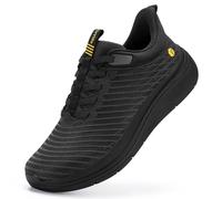 FitVille Extra Weit Sneaker Herren Slip On Walkingschuhe Bequeme Dämpfung Sportschuhe Für Breite Füße Atmungsaktiv Joggingschuhe mit Dicke rutschfest Sohle Tiefschwarz 44.5 EU X-Weit