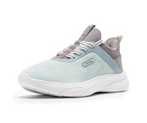 FitVille Extra Weit Walkingschuhe Damen Slip On Sneaker Atmungsaktiv Barfußschuhe Leichte Turnschuhe Sportschuhe mit Fußgewölbestütze Mintgrün/Grau 36 EU Weit