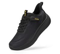 FitVille Extra Weit Walkingschuhe Leichte Sneaker Herren Für Breite Füße Bequeme rutschfeste Sportschuhe Atmungsaktive Turnschuhe mit Klettverschluss Tiefschwarz 40 EU X-Weit
