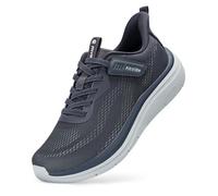 FitVille Extra Weit Walkingschuhe Leichte Sneaker Herren Für Breite Füße Bequeme rutschfeste Sportschuhe Atmungsaktive Turnschuhe mit Klettverschluss Anthrazitgrau 44.5 EU X-Weit