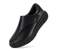 FitVille Extra Weite Lederschuhe Herren mit Klettverschluss Bequeme Seniorenschuhe Pflegeschuhe Gesundheitschuhe Hausschuhe Business Casual Schuhe für Breite Füße Schwarz EU 47 Weit