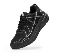 FitVille Laufschuhe Herren Extra Weite Sportschuhe Hallux Schuhe Atmungsaktiv Fitnessstudio Turnschuhe rutschfest Outdoor Joggingschuhe Freizeit Straßenlaufschuhe Tiefschwarz 43 EU Weit