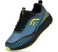 FitVille Laufschuhe Herren Extra Weite Traillaufschuhe Straßenlaufschuhe Breit Sneaker Leicht Sportschuhe Outdoor Schuhe Fitnessschuhe Trekkingschuhe Electric Blue and Neon Yellow 43 EU X-Weit