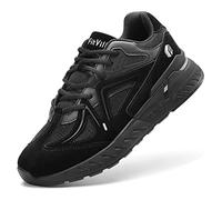 FitVille Laufschuhe Herren Extra Weite Turnschuhe Sportschuhe breite zehenbox Fitnessschuhe Bequeme Sneaker Walking Schuhe für Breite Füße JetBlack 44 EU Weit