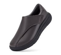 FitVille Pflegeschuhe mit Klettverschluss Extra Weite Seniorenschuhe Herren Lederschuhe Bequeme Gesundheitschuhe Hausschuhe Business Casual Schuhe für Breite Füße Kaffee Braun EU 40 Weit