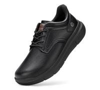 FitVille Slip on Schuhe Herren Extra Weit Leder Schuhe Bequem Loafers rutschfest Freizeitschuhe Leichte Lässige Business Walkingschuhe Halbschuhe Moccasins für Breite Füße Schwarz 44 EU X-Weit