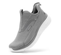FitVille Slip On Sneaker Herren Extra Weit Walkingschuhe Schlupfschuhe Atmungsaktive Sportschuhe Bequeme Turnschuhe Hands Free Fitnessschuhe Slipper für Breite Füße Hellgrau 42 Weit