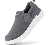 FitVille Slip On Sneaker Herren Extra Weite Turnschuhe rutschfest Walkingschuhe Breit Outdoor Schuhe Bequem Leichte Atmungsaktive Freizeitschuhe Dunkelgrau 46 EU X-Weit
