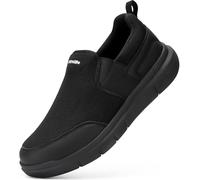 FitVille Slip On Sneaker Herren Extra Weite Turnschuhe rutschfest Walkingschuhe Breit Outdoor Schuhe Bequem Leichte Atmungsaktive Freizeitschuhe Tiefschwarz 45 EU X-Weit