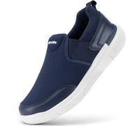 FitVille Slip On Sneaker Herren Extra Weite Turnschuhe rutschfest Walkingschuhe Breit Outdoor Schuhe Bequem Leichte Atmungsaktive Freizeitschuhe Mitternachtsblau 42 EU Weit