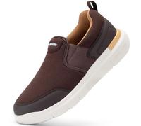 FitVille Slip On Sneaker Herren Extra Weite Turnschuhe rutschfest Walkingschuhe Breit Outdoor Schuhe Bequem Leichte Atmungsaktive Freizeitschuhe Kaffee 46 EU X-Weit